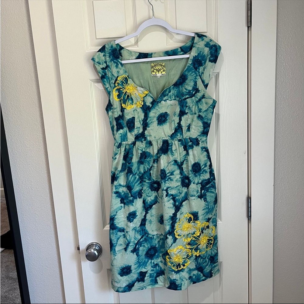 Floreat Blue and Yellow Floral Dress
